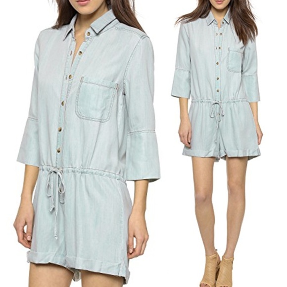 Felicite Pants - NWOT Felicite Buttondown Denim Short Romper